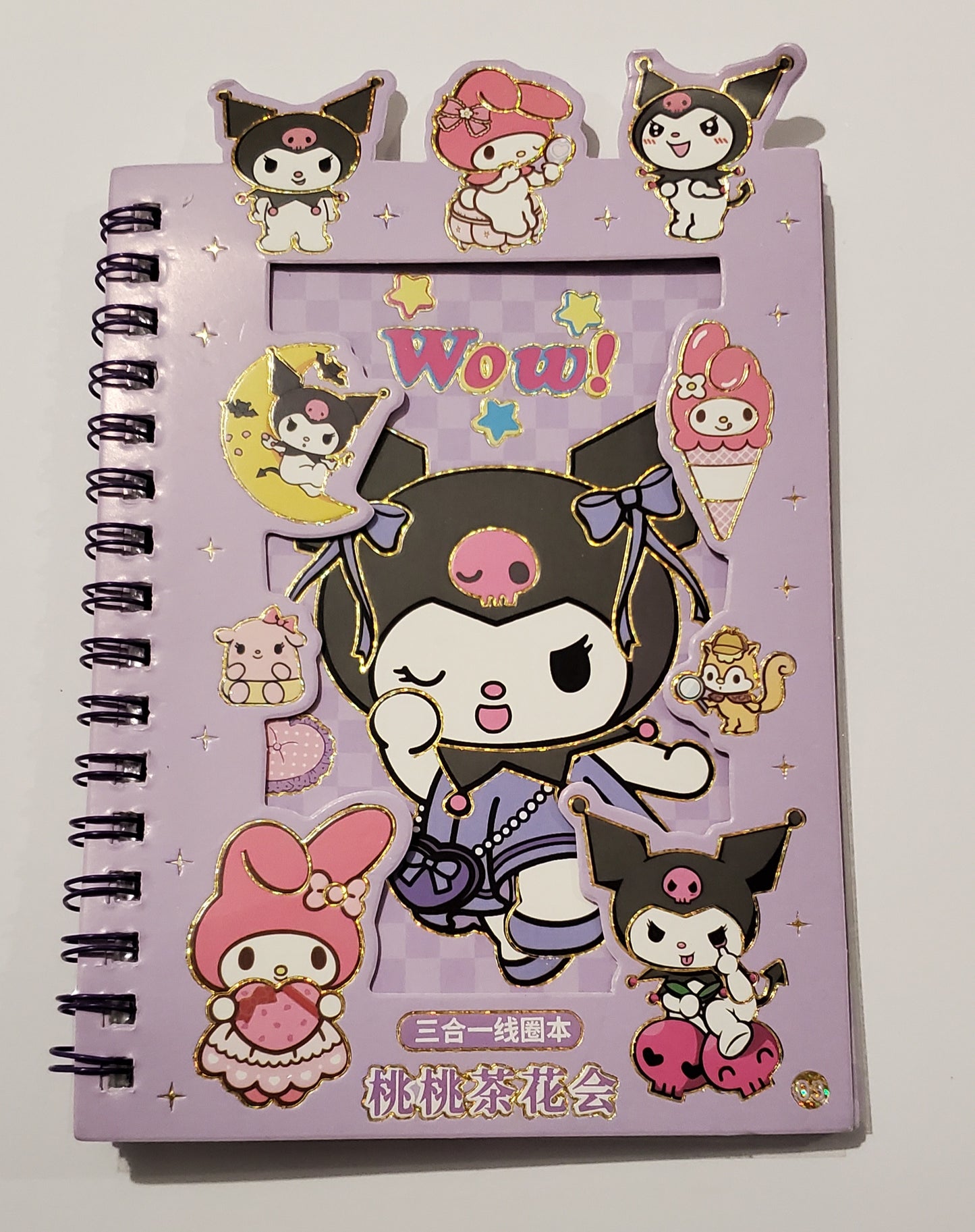 Cartoon Vibrant Coil Notebook, Stickers & Charms Set
