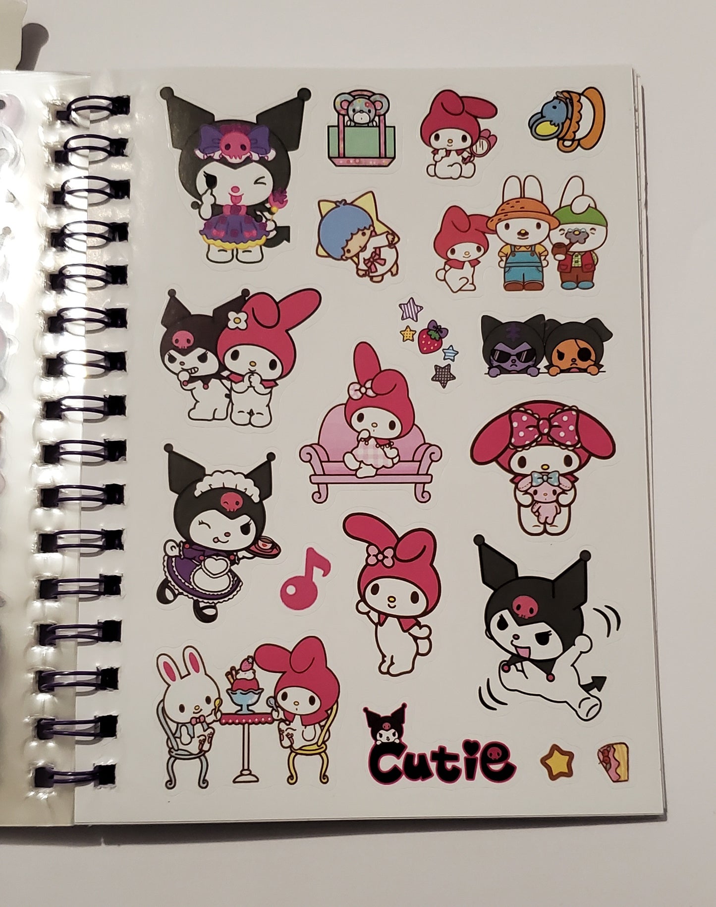 Cartoon Vibrant Coil Notebook, Stickers & Charms Set