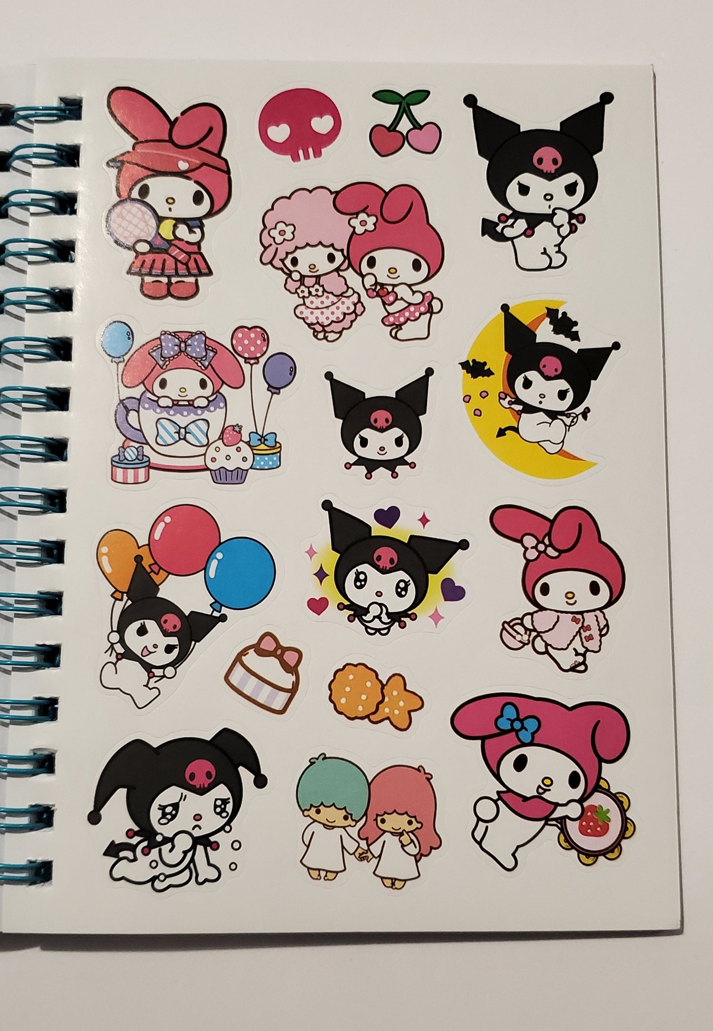 Cartoon Vibrant Coil Notebook, Stickers & Charms Set