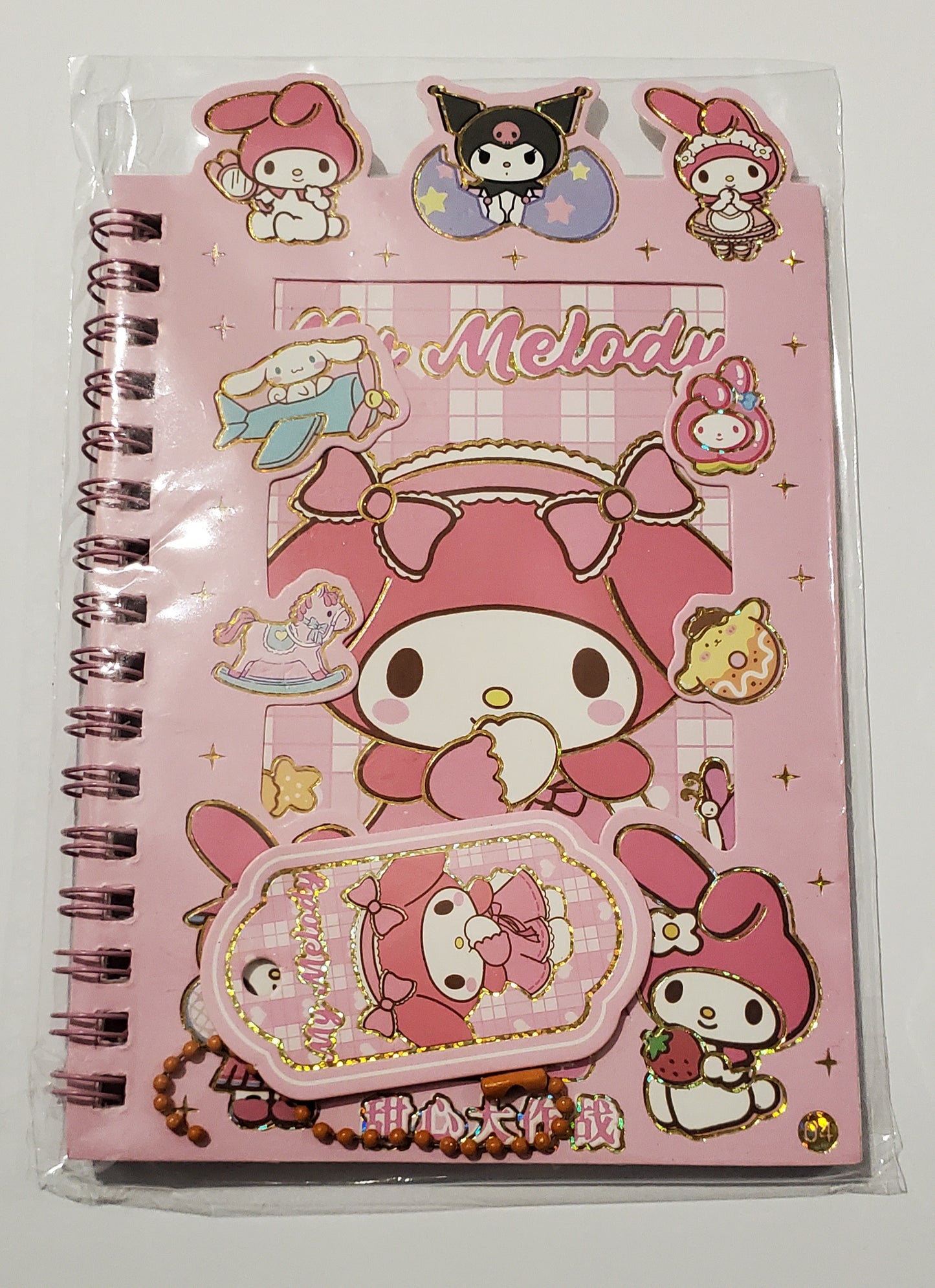 Cartoon Vibrant Coil Notebook, Stickers & Charms Set