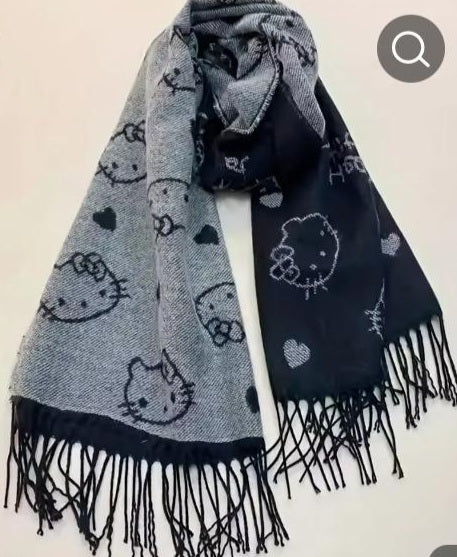 Hello Kitty Reversible Scarf-Cozy Acrylic (size: approx 176.5cm/69.48 in) <Hand-Washable>