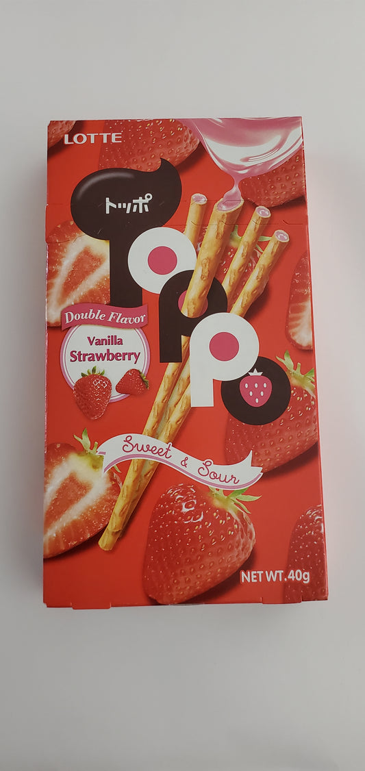 Lotte Toppo Double Flavor Vanilla Strawberry Sticks 40g