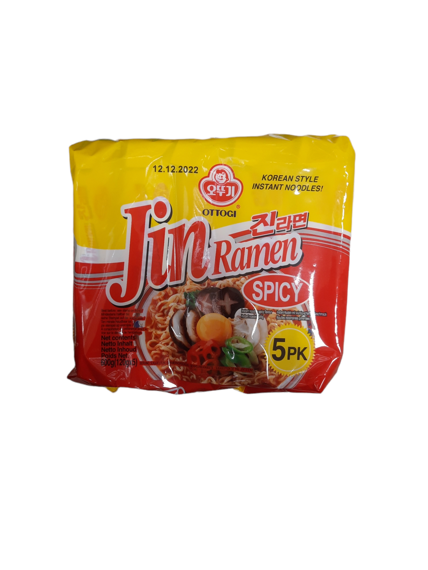 Ottogi Jin Ramen Spicy (Multi) 5x120g 金拉麵辣五包裝