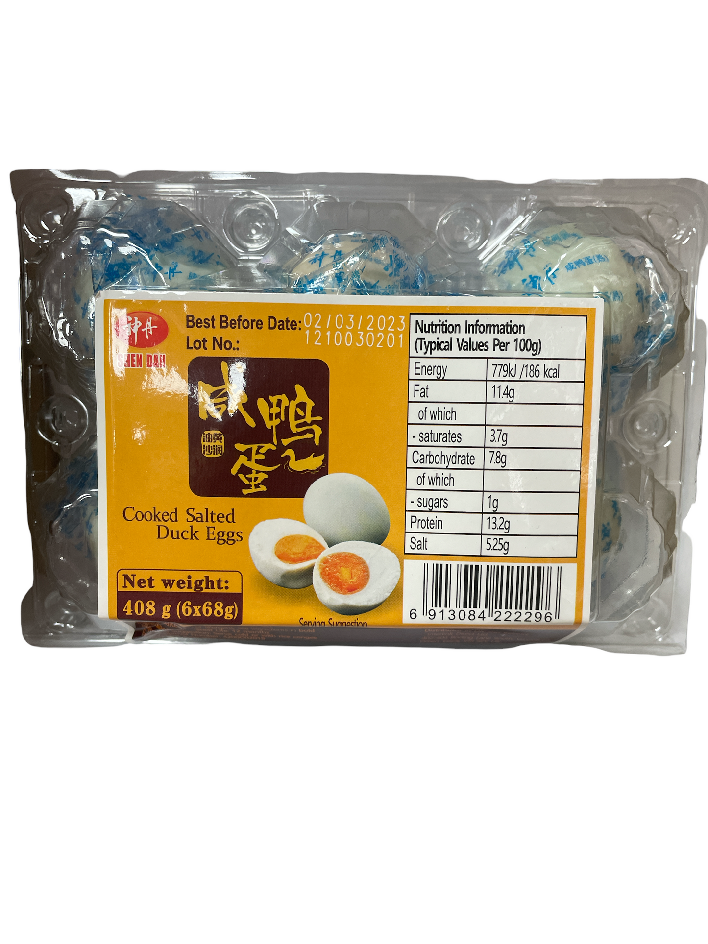 SD Cooked Salted Duck Egg 68gx6 神丹熟鹹鴨蛋