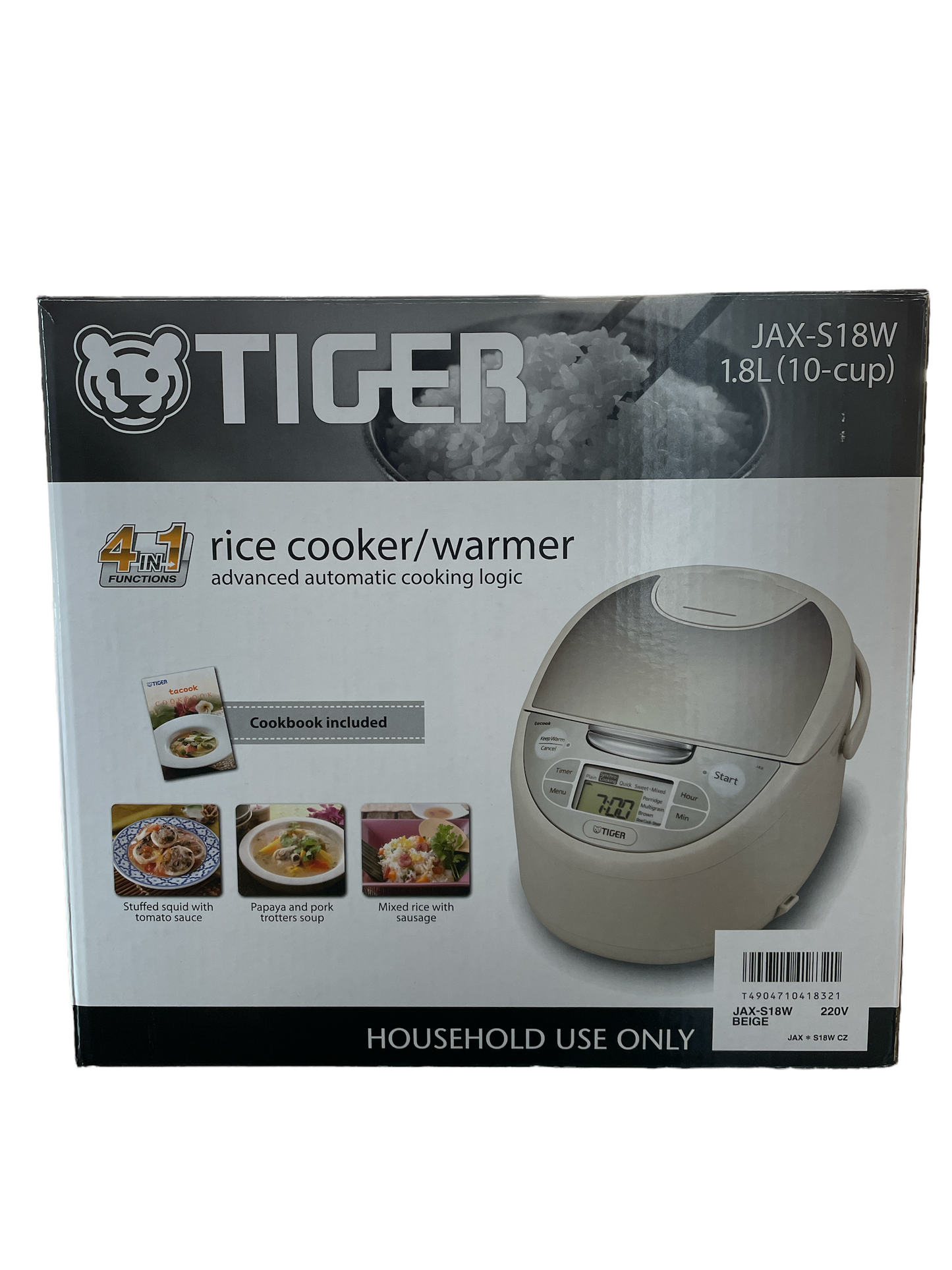 TIGER Rice Cooker JAX-S18W CZ 1.8L (10-cup)