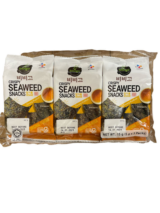CJ Bibigo Crispy Seaweed in Tray  (Sesame) 15g (3packs) 芝麻味紫菜