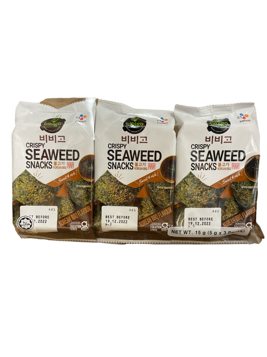 CJ Bibigo Crispy Seaweed in Tray (Bulgogi) 15g (3packs) 燒烤味紫菜